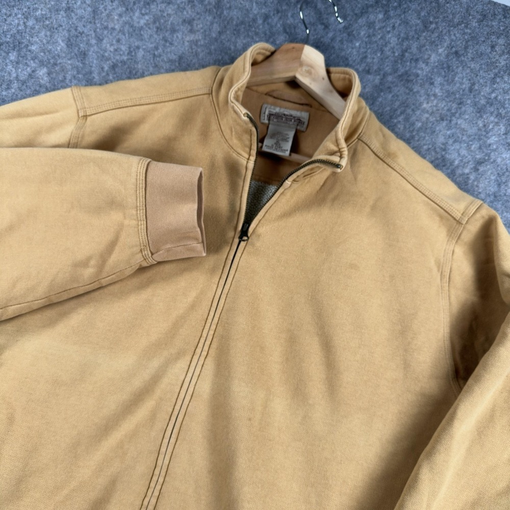 LL Bean Katahdin Iron Works Jacket Mens XL Yellow Fleece Lined Bomber Full Zip‎